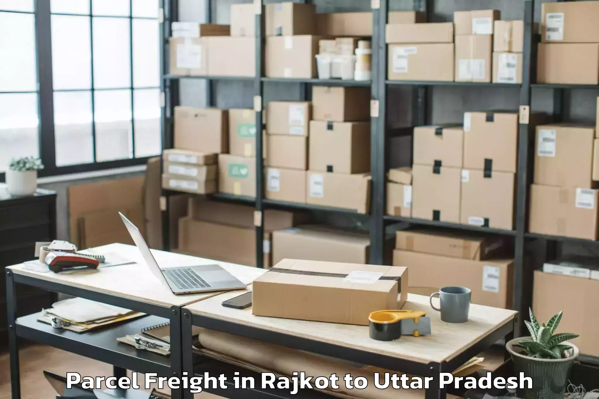 Hassle-Free Rajkot to Afzalgarh Parcel Freight